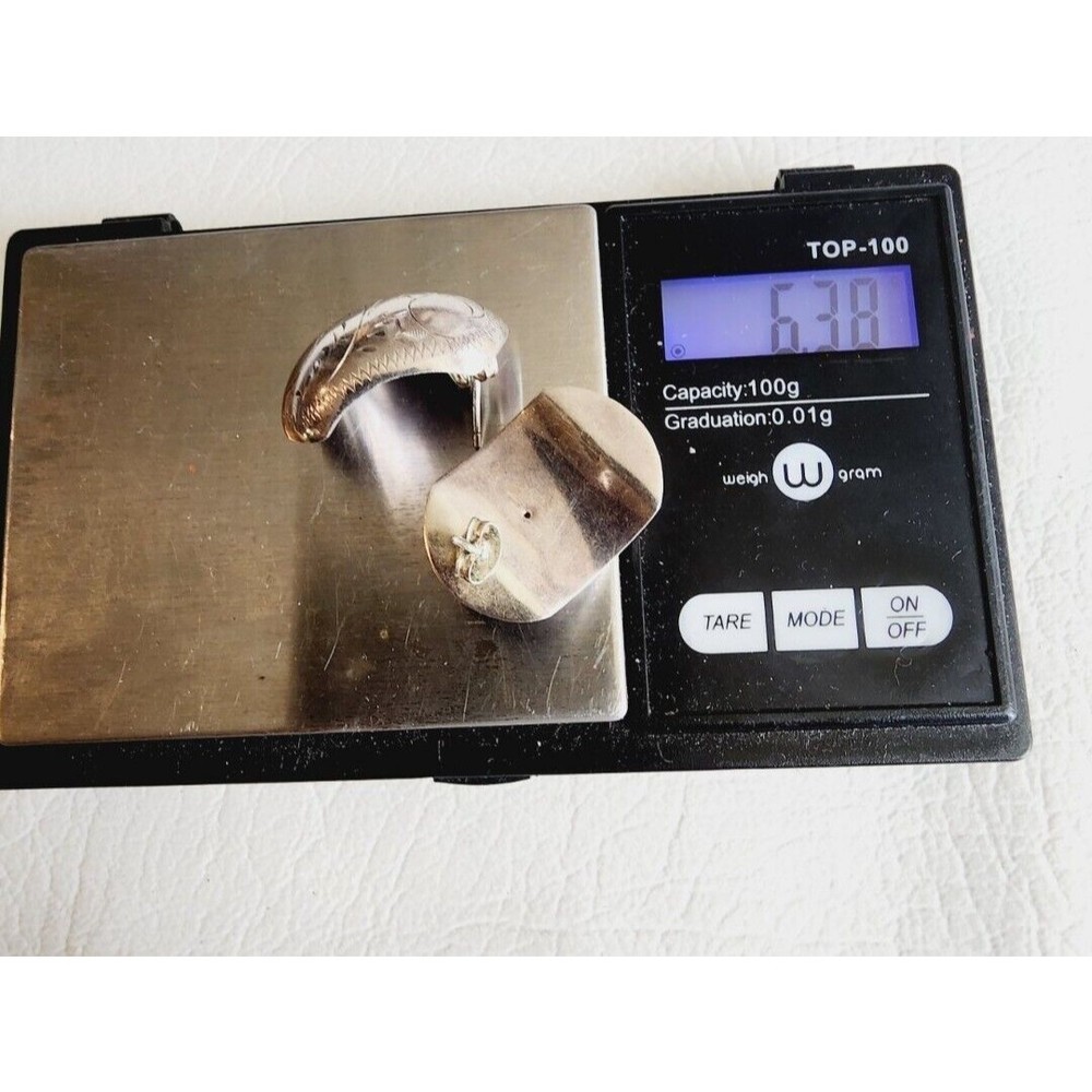 Vintage Sterling Silver 925 Ornate Etched Chunky Pierced  Earrings - Picture 8 of 8